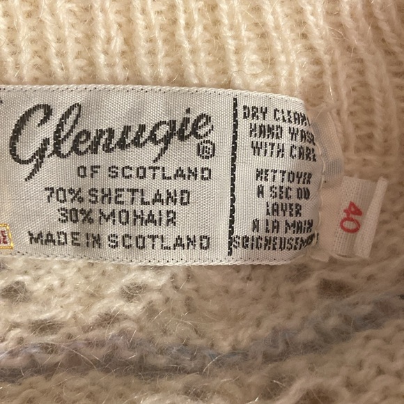 Glenugie of Scotland Shetland/MohairLace Zigzag Knit  Sweater 40 (Sz 6 US) - Picture 5 of 5